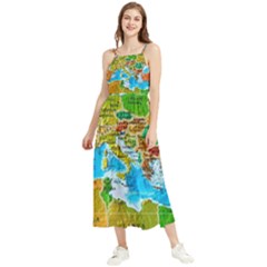 World Map Boho Sleeveless Summer Dress by Ket1n9