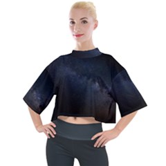 Cosmos Dark Hd Wallpaper Milky Way Mock Neck T-shirt by Ket1n9