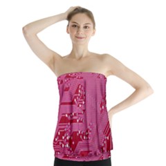 Pink Circuit Pattern Strapless Top by Ket1n9