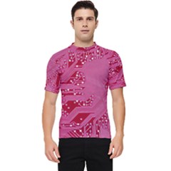 Pink Circuit Pattern Men s Short Sleeve Rash Guard by Ket1n9