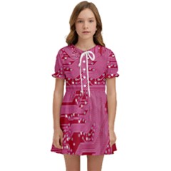 Pink Circuit Pattern Kids  Sweet Collar Dress by Ket1n9