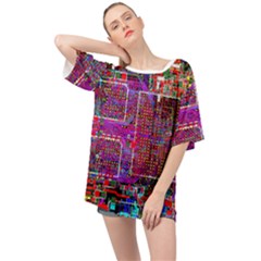 Technology Circuit Board Layout Pattern Oversized Chiffon Top by Ket1n9