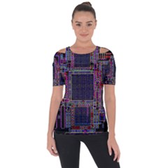 Cad Technology Circuit Board Layout Pattern Shoulder Cut Out Short Sleeve Top by Ket1n9