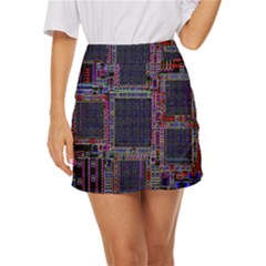 Cad Technology Circuit Board Layout Pattern Mini Front Wrap Skirt by Ket1n9