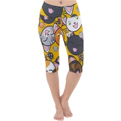 Cats Cute Kitty Kitties Kitten Lightweight Velour Cropped Yoga Leggings by Ket1n9