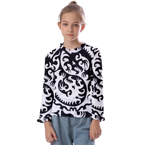 Ying Yang Tattoo Kids  Frill Detail T-shirt by Ket1n9