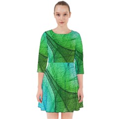 Sunlight Filtering Through Transparent Leaves Green Blue Smock Dress by Ket1n9