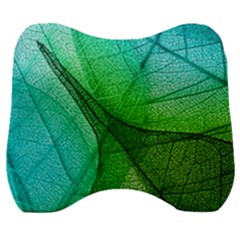 Sunlight Filtering Through Transparent Leaves Green Blue Velour Head Support Cushion by Ket1n9