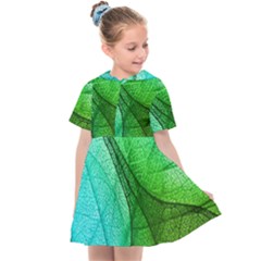 Sunlight Filtering Through Transparent Leaves Green Blue Kids  Sailor Dress by Ket1n9