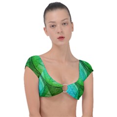 Sunlight Filtering Through Transparent Leaves Green Blue Cap Sleeve Ring Bikini Top by Ket1n9