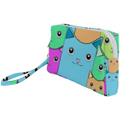 Cat Animals Cartoon Pattern Wristlet Pouch Bag (small) by Cendanart