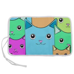 Cat Animals Cartoon Pattern Pen Storage Case (m) by Cendanart