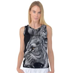 Angry Male Lion Roar Wild Animal Women s Basketball Tank Top by Cendanart