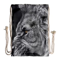 Angry Male Lion Roar Wild Animal Drawstring Bag (large) by Cendanart