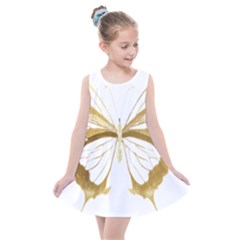 Simulated Gold Leaf Gilded Butterfly Kids  Summer Dress by essentialimage