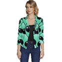 Art Alien Pattern Women s Casual 3/4 Sleeve Spring Jacket View1