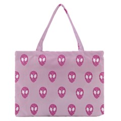 Alien Pattern Pink Zipper Medium Tote Bag by Ket1n9