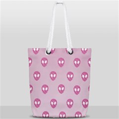 Alien Pattern Pink Full Print Rope Handle Tote (small) by Ket1n9