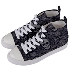 Dark Horror Skulls Pattern Women s Mid-top Canvas Sneakers by Ket1n9