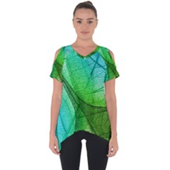 Sunlight Filtering Through Transparent Leaves Green Blue Cut Out Side Drop T-shirt by Ket1n9