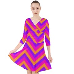 Chevron Quarter Sleeve Front Wrap Dress by Ket1n9