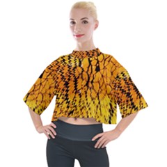 Yellow Chevron Zigzag Pattern Mock Neck T-shirt by Ket1n9