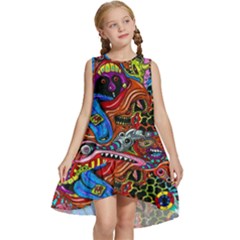 Art Color Dark Detail Monsters Psychedelic Kids  Frill Swing Dress by Ket1n9