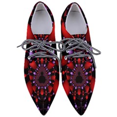 Fractal Red Violet Symmetric Spheres On Black Pointed Oxford Shoes by Ket1n9