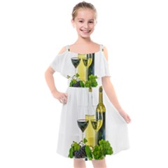 White Wine Red Wine The Bottle Kids  Cut Out Shoulders Chiffon Dress by Ket1n9