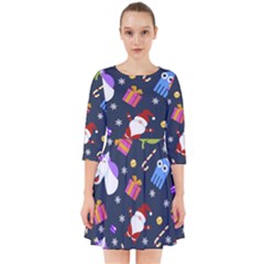 Colorful Funny Christmas Pattern Smock Dress by Ket1n9