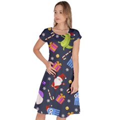 Colorful Funny Christmas Pattern Classic Short Sleeve Dress by Ket1n9