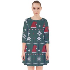 Beautiful Knitted Christmas Pattern Smock Dress by Ket1n9