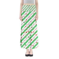 Christmas Paper Stars Pattern Texture Background Colorful Colors Seamless Full Length Maxi Skirt by Ket1n9