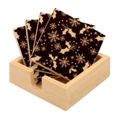 Christmas Pattern With Snowflakes Berries Bamboo Coaster Set by Ket1n9