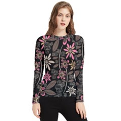 Flower Art Pattern Women s Long Sleeve Rash Guard by Ket1n9