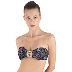 Flower Art Pattern Twist Bandeau Bikini Top by Ket1n9