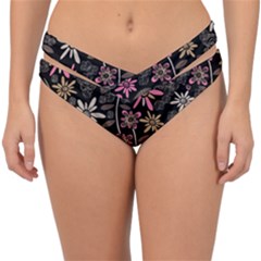 Flower Art Pattern Double Strap Halter Bikini Bottoms by Ket1n9