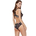 Flower Art Pattern Low Cut Ruffle Edge Bikini Set View3