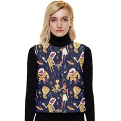 Alien Surface Pattern Women s Button Up Puffer Vest by Ket1n9