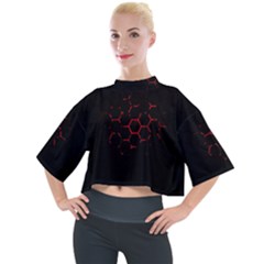 Abstract Pattern Honeycomb Mock Neck T-shirt by Ket1n9