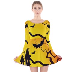 Halloween Night Terrors Long Sleeve Velvet Skater Dress by Ket1n9