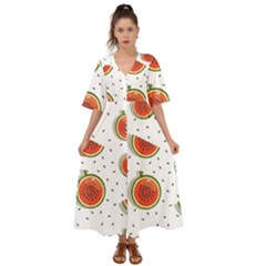 Seamless Background Pattern-with-watermelon Slices Kimono Sleeve Boho Dress by Ket1n9