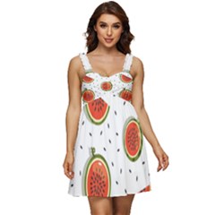 Seamless Background Pattern-with-watermelon Slices Ruffle Strap Babydoll Chiffon Dress by Ket1n9