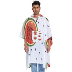 Seamless Background Pattern-with-watermelon Slices Men s Hooded Rain Ponchos by Ket1n9