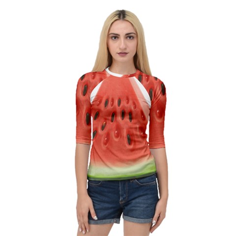 Seamless Background With Watermelon Slices Quarter Sleeve Raglan T-shirt by Ket1n9