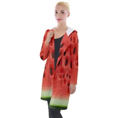 Seamless Background With Watermelon Slices Hooded Pocket Cardigan by Ket1n9