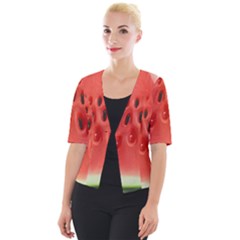 Seamless Background With Watermelon Slices Cropped Button Cardigan by Ket1n9