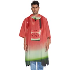 Seamless Background With Watermelon Slices Men s Hooded Rain Ponchos by Ket1n9