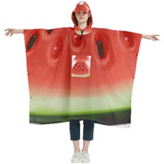 Seamless Background With Watermelon Slices Women s Hooded Rain Ponchos by Ket1n9