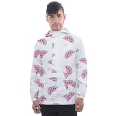 Fresh Watermelon Slices Texture Men s Front Pocket Pullover Windbreaker by Ket1n9